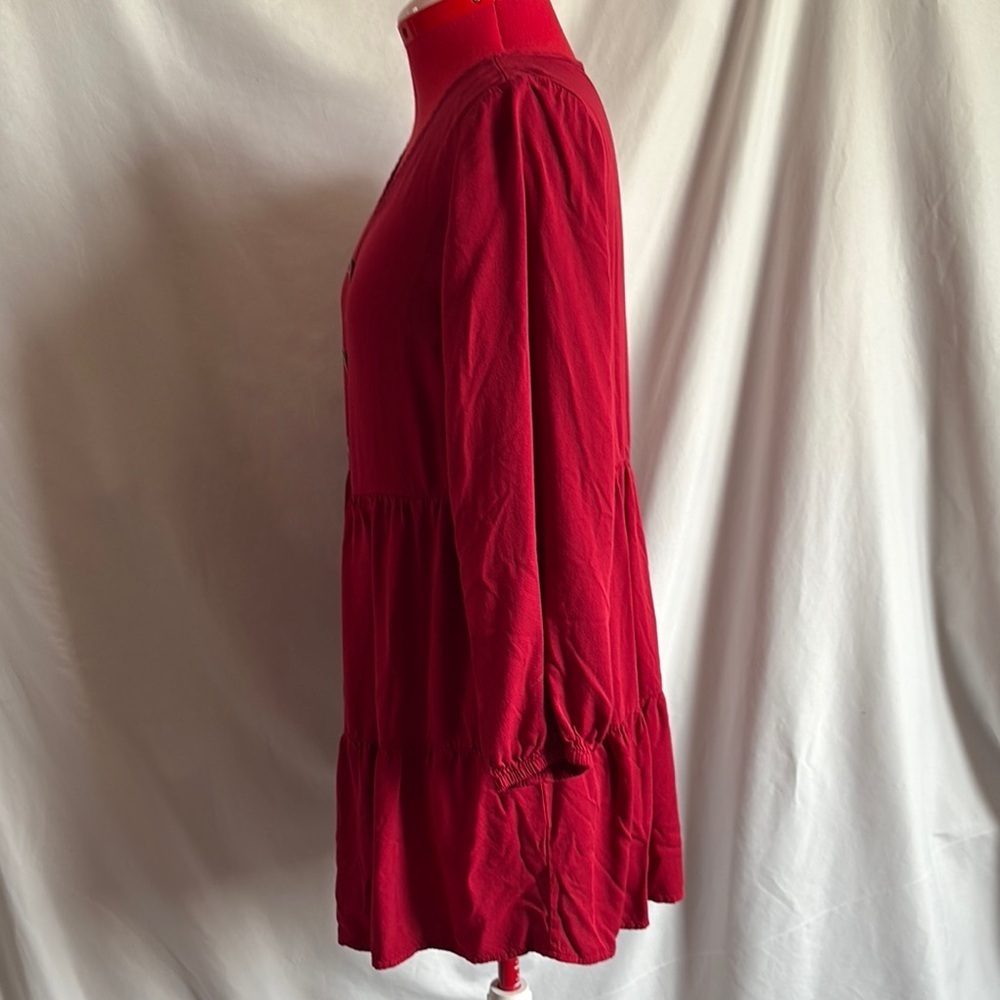 SHEIN Burgundy Buttoned Long Sleeve Dress SM224 - Picture 4 of 7